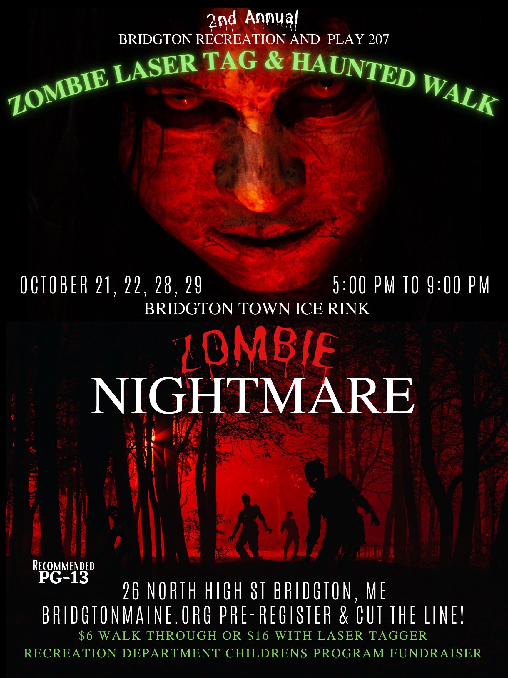 overbelastning Traktat Dinkarville Rec Department Fundraiser: Zombie Laser Tag and Haunted Walk - Town of  Bridgton, Maine